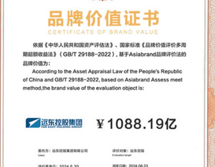 品牌價(jià)值證書(shū)1088.19億元